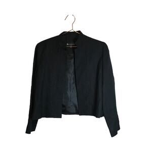 Larry Levine blazer suit jacket petite 12 linen blend black raised embroidery